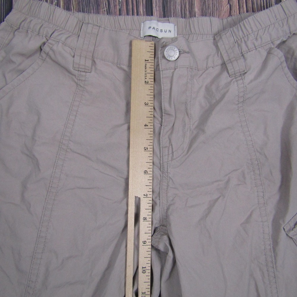 PacSun Pants Womens M Beige Cotton Cargo Twill Elastic Waist Pockets Relaxed Fit - Picture 6 of 8